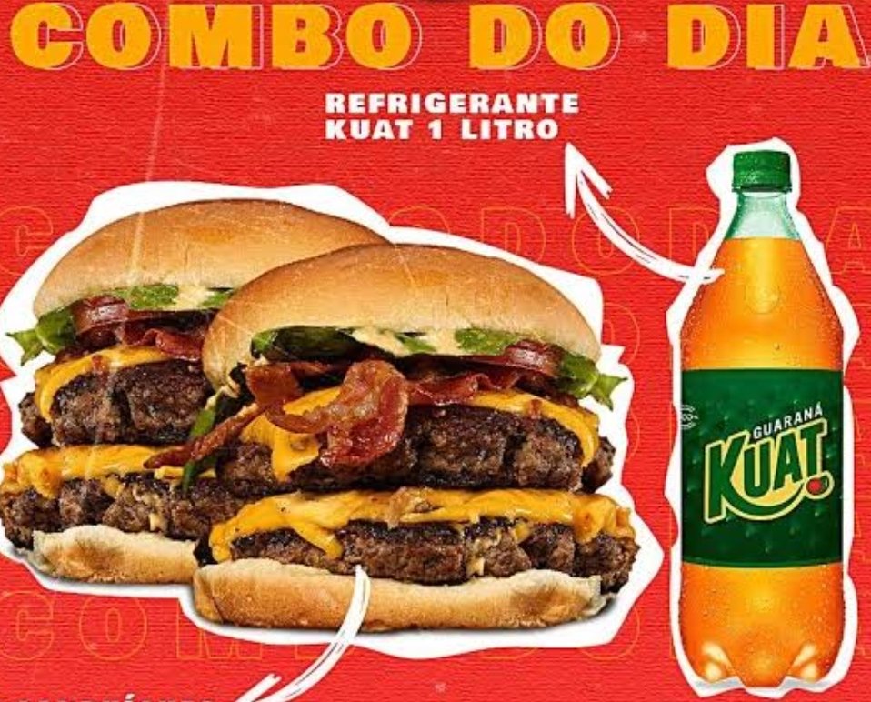 2 x burguer + kuat ou fanta  de 1l