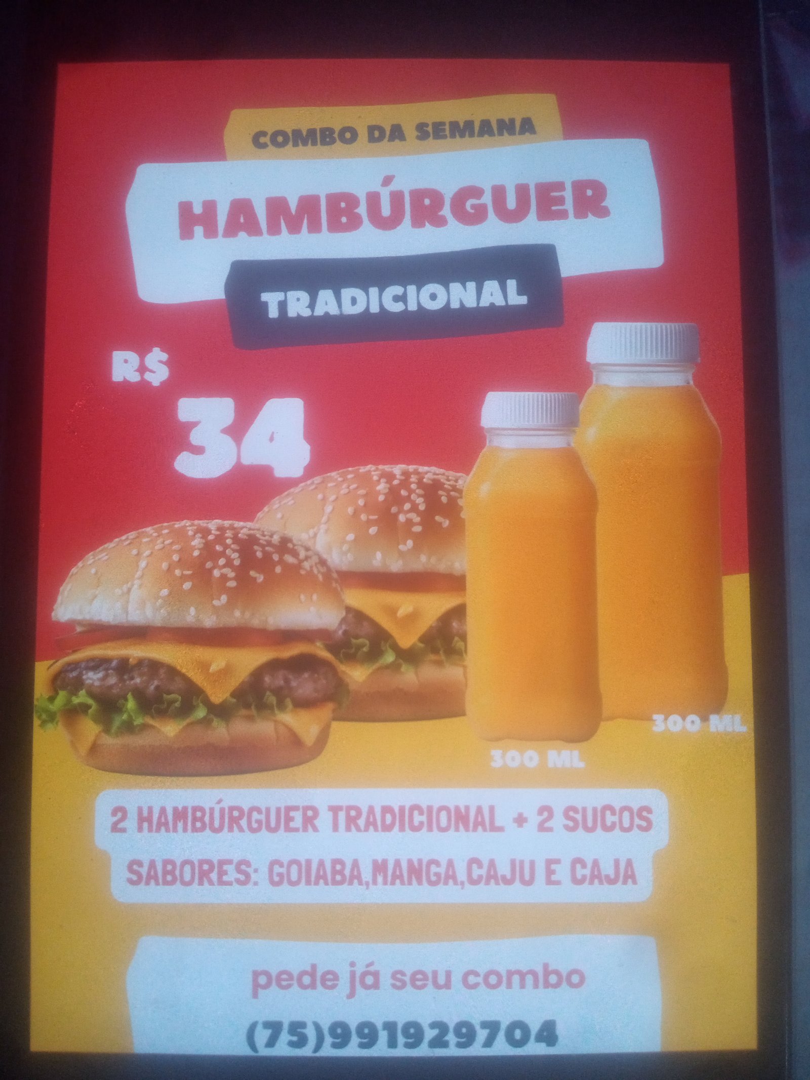 2x burguer +2 suco 450ml