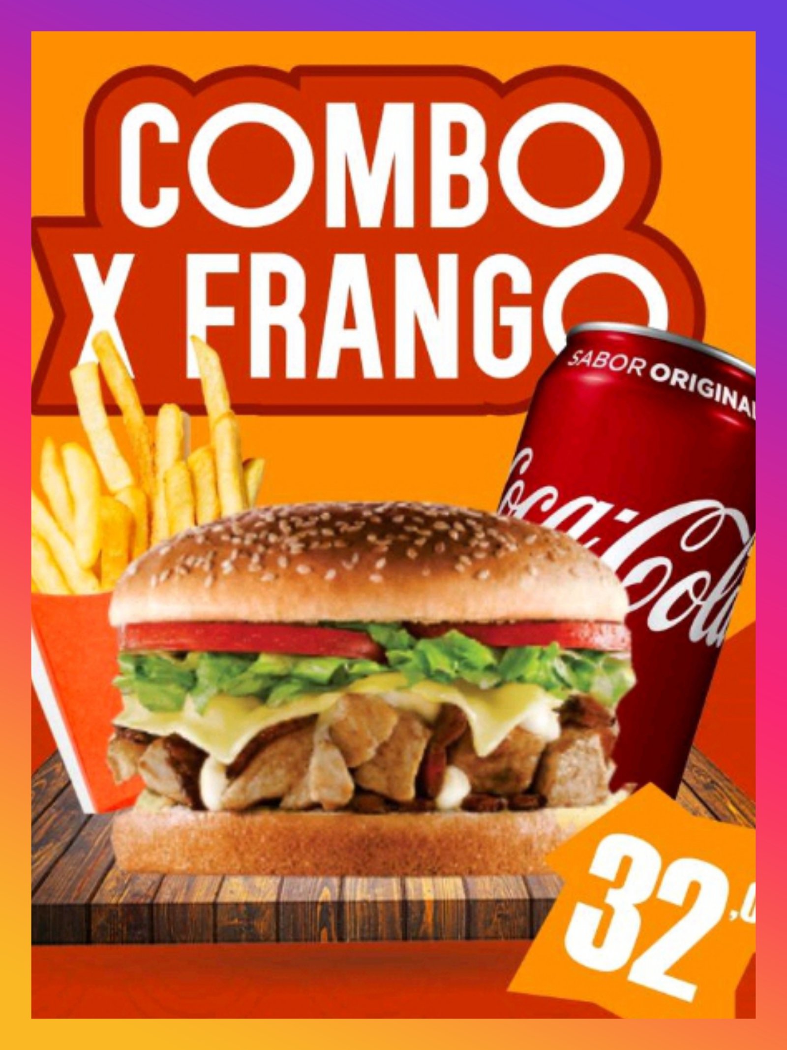 X frango+refrigerante lata+batata frita pp